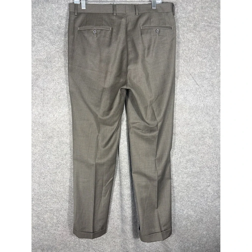 Lauren Ralph Lauren Mens Brown Wool Pleated Cuffed Dress Pants 34W 32L 490006038